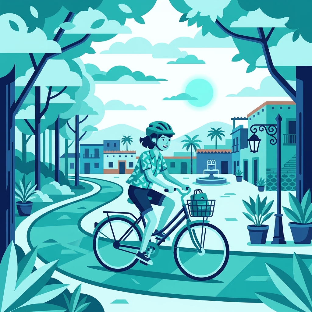 Persona paseando en bicicleta en una ciclovía